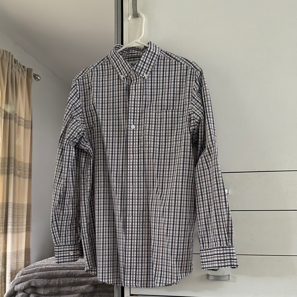 Duluth Trading Company Checkered Shirt - Blue and White